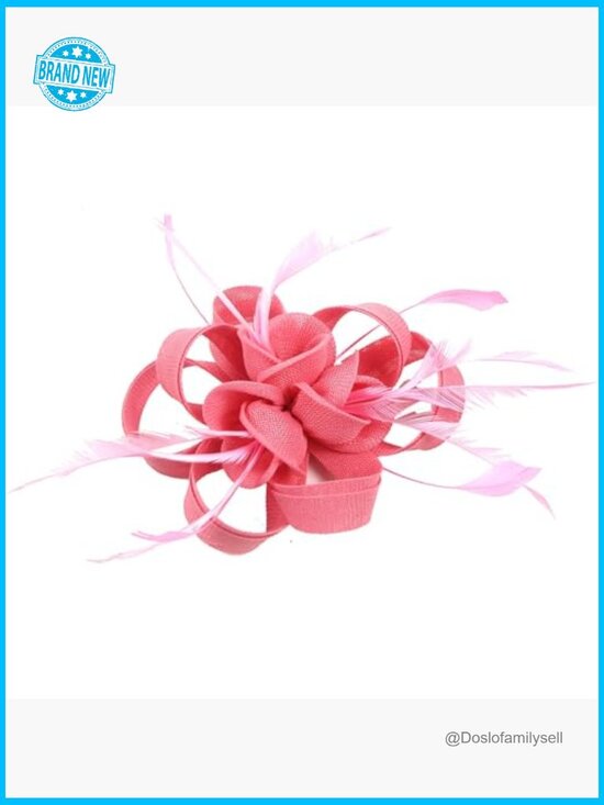 Handmade Derby Fascinator Hat with Feather, Hair Clips and Fasteners Elegant main image 4